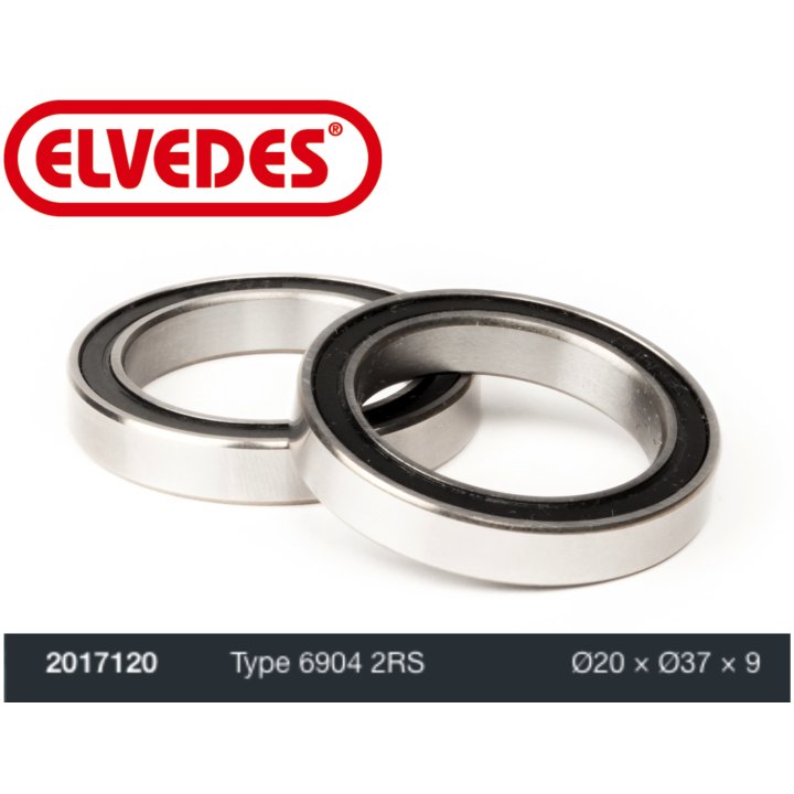 Roulement Elvedes type 6904 2RS Ø20 x Ø37 x 9