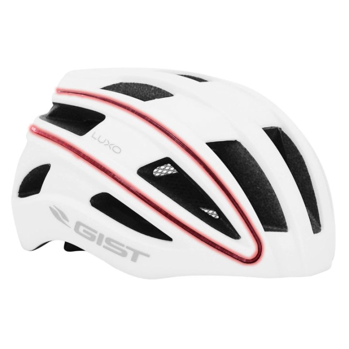 Casque Vélo Adulte Gist Urbain Luxo Blanc In-Mold Avec Éclairage Usb 360° Taille 56-62 Réglage Molette