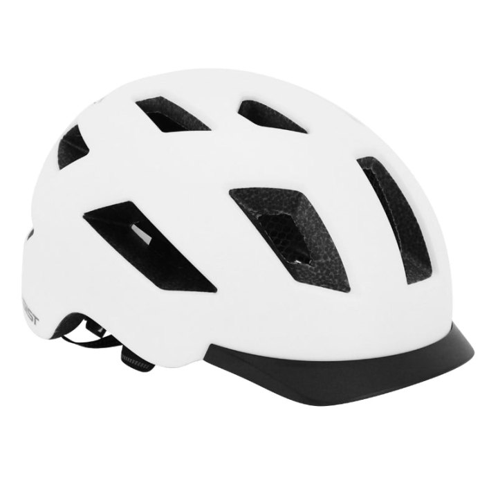Casque Vélo Adulte Gist Urbain Smart Blanc In-Mold Avec Éclairage Arrière Taille 52-58 Réglage Molette - Lumière Visible A 200 M