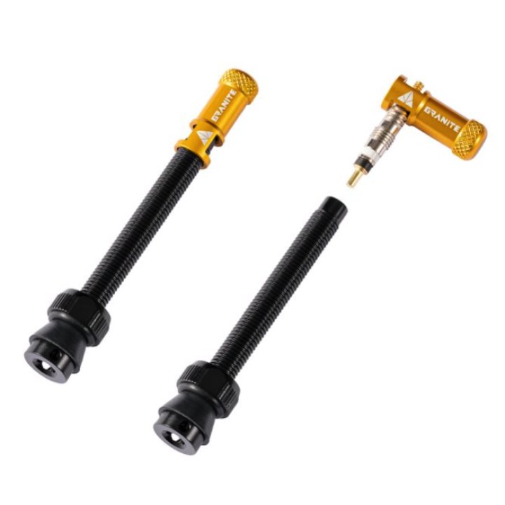 Valves (60mm) et bouchons de valve Granite CNC/démonte obus Or Juicy Nipples
