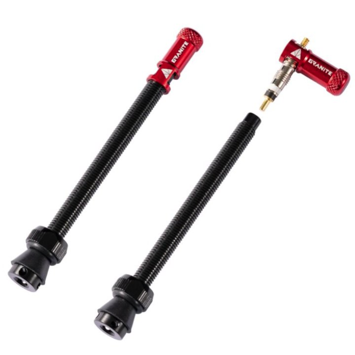 Valves (80mm) et bouchons de valve Granite CNC/démonte obus Rouge Juicy Nipple