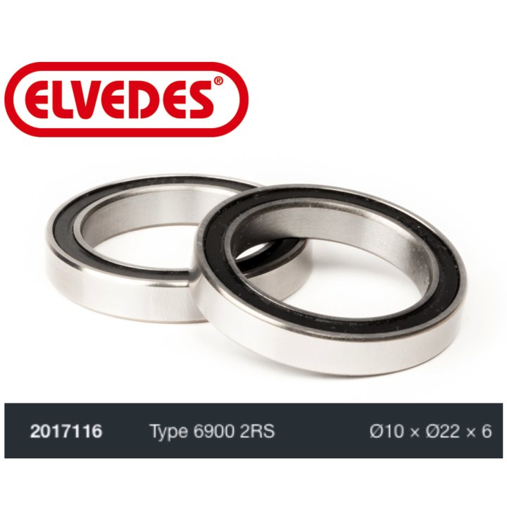 Roulement Elvedes type 6900 2RS Ø10 x Ø22 x 6