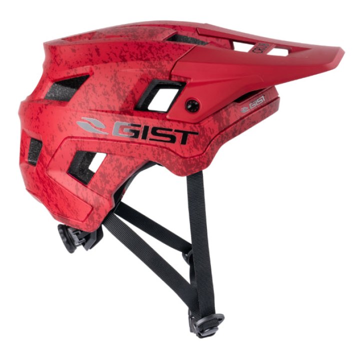Casque Vélo Adulte Gist VTT Scrub Rouge In-Mold Taille 56-62 Réglage Molette Fermeture Boucle Magnetique