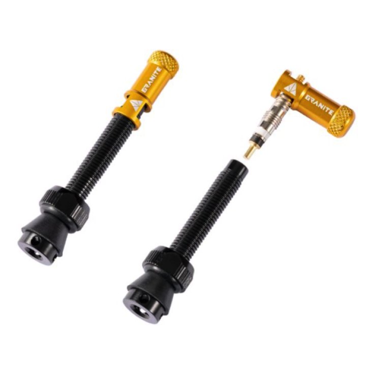 Valves (44mm) et bouchons de valve Granite CNC/démonte obus Or Juicy Nipples