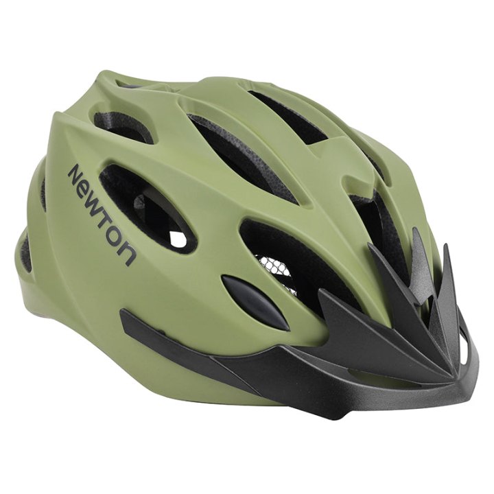 Casque Vélo Adulte Newton Route-VTT Sport Vert Militaire In-Mold Fermeture Boucle Fidlock Taille 58-61 Avec Visiere Et Lock (Vendu En Boite)