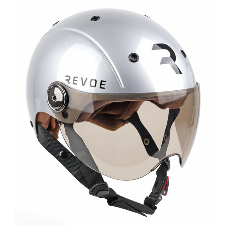 Casque Vélo Adulte Revoe Premium Urbain-City Gris Silver Taille 59-60 Visiere Réglable, Protection Oreille Amovible (Vendu En Boite) Compatible Ebike Et Trottinette - Homologation En1078+A1