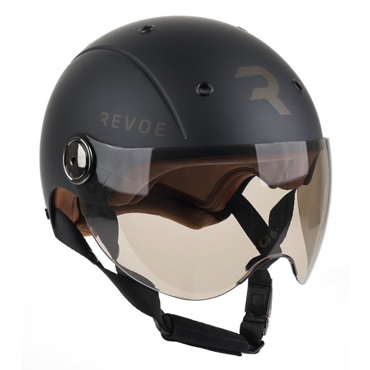 Casque Vélo Adulte Revoe Premium Urbain-City Noir Mat Taille 55-56 Visiere Réglable, Protection Oreille Amovible (Vendu En Boite) Compatible Ebike Et Trottinette - Homologation En1078+A1