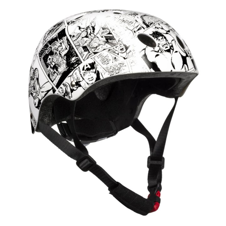 Casque Vélo Enfant Disney V3 Avengers Comics Blanc Avec Molette Réglage Taille 54-58 (Vendu Sur Carte)