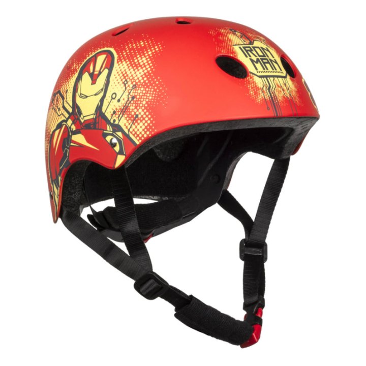 Casque Vélo Enfant Disney V3 Marvel Iron Man Rouge Avec Molette Réglage Taille 54-58 (Vendu Sur Carte)