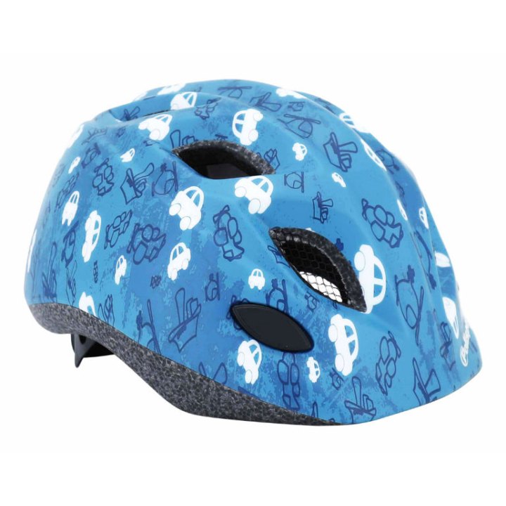 Casque Vélo Enfant Polisport Fun Trip Bleu Taille 48-52 cm Avec Molette Et Éclairage LED (Vendu Sur Carte)