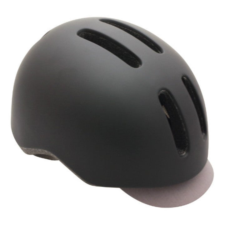 Casque Vélo Urbain-City Adulte Polisport Commuter In-Mold Noir Mat Avec Visiere Grise Taille 54-58 System Quick Lock Avec Lumière Intégrée