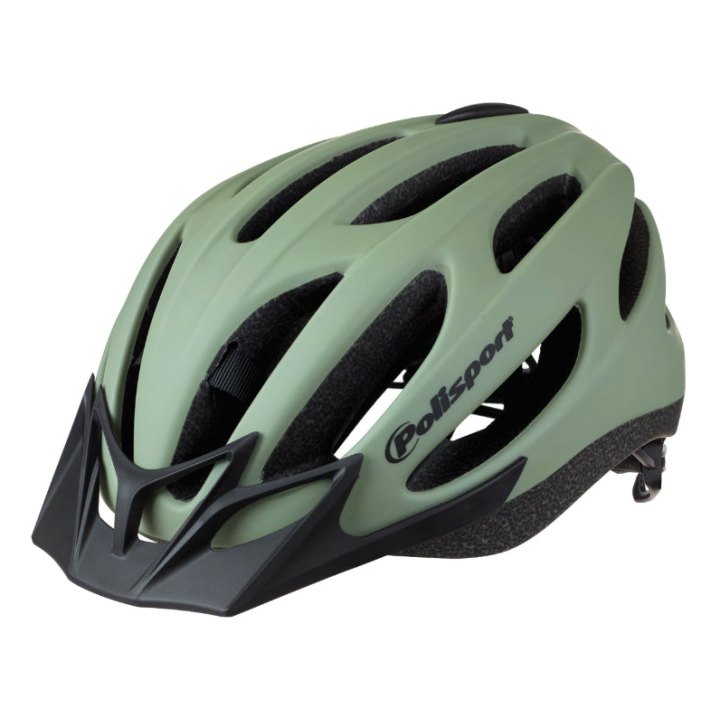 Casque Vélo Urbain-City Adulte Polisport Sport Flow In-Mold Vert Mat Avec Visiere Noir Taille 58-62 System Quick Lock