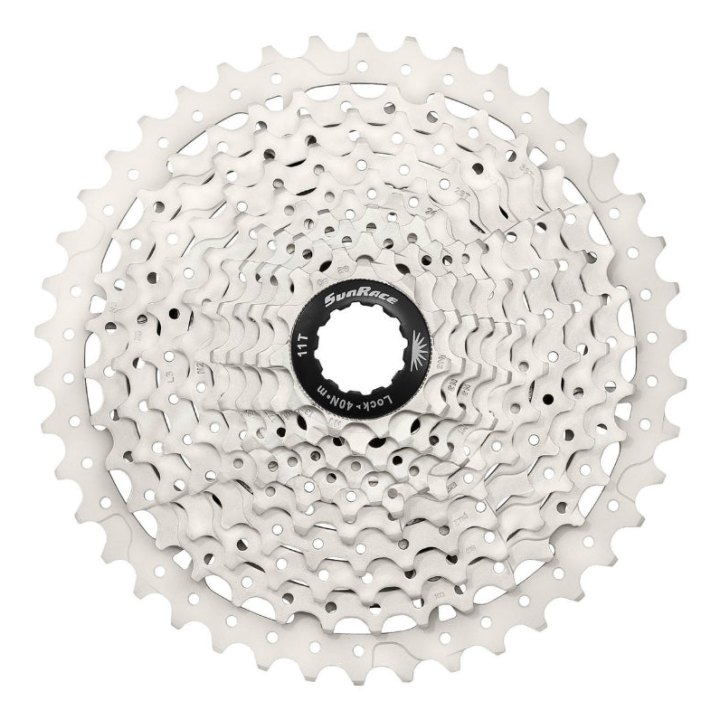 Cassette 10V. Sunrace Ms3 11-46 VTT Pour Shimano Metallic Argent (Livre En Boite) (11-13-15-18-21-24-28-34-40-46) (2 Blocs + Pignons)