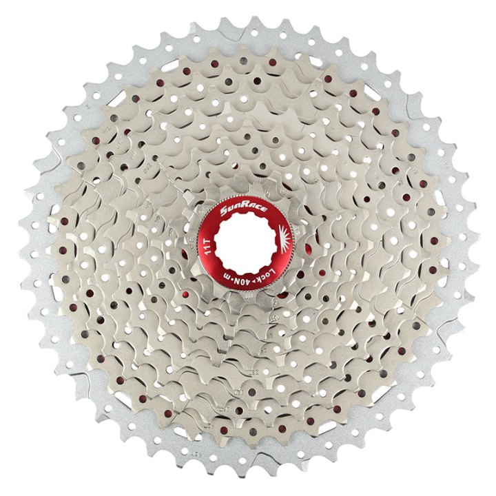 Cassette 11V. Sunrace Mx8 11-46 VTT Pour Shimano Metallic Argent (Livre En Boite) (11-13-15-18-21-24-28-32-36-40-46)