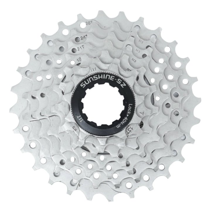 Cassette 7V. P2R 11-28 Pour Shimano-Sram VTT Argent (11-13-15-18-21-24-28)