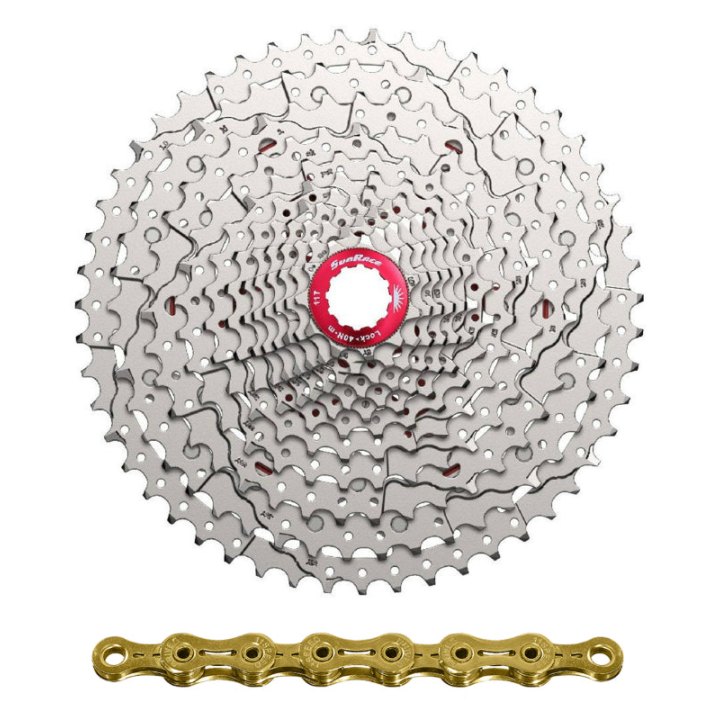 Cassette Et Chaîne (Pack) 12V. Sunrace Mz800 11-51 VTT Compatible Shimano Metallic Argent Avec Chaîne Cn12Z 126 Maillons (Livre En Boite) (11-13-15-17-19-21-24-28-33-39-45-51)