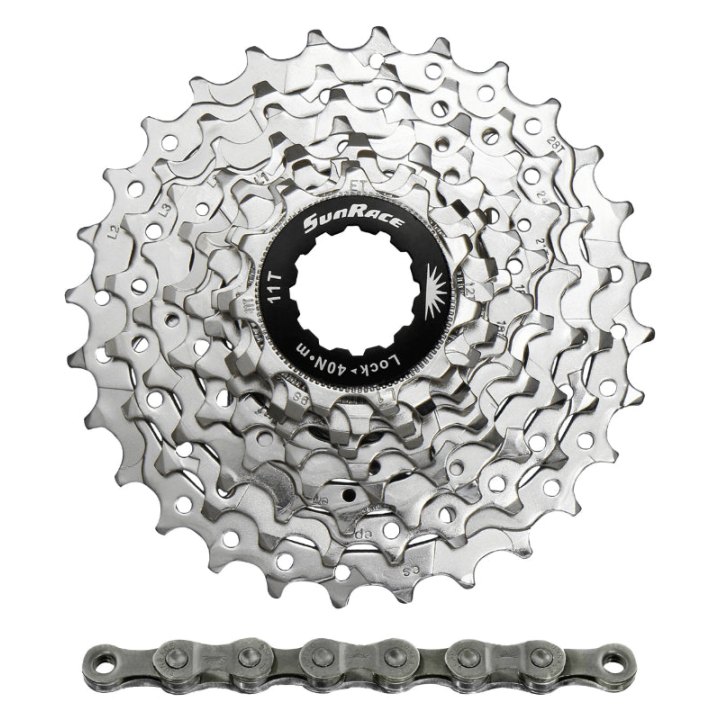 Cassette Et Chaîne (Pack) 9V. Sunrace R91 11-28 Route Pour Shimano Nickel Avec Chaîne Cnm94 116 Maillons (Livre En Boite) (11,12,13,14,16,18,21,24,28)