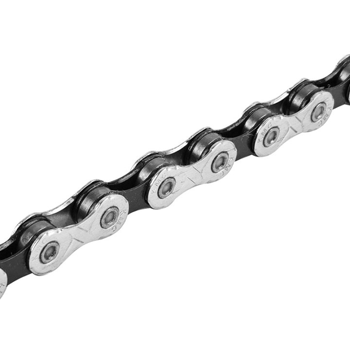 Chaîne Vélo 10V. Route-VTT Newton Kmc X10 Argent-Noir 136 Maillons Compatible Shimano-Sram Avec Connecteur (En Boite)