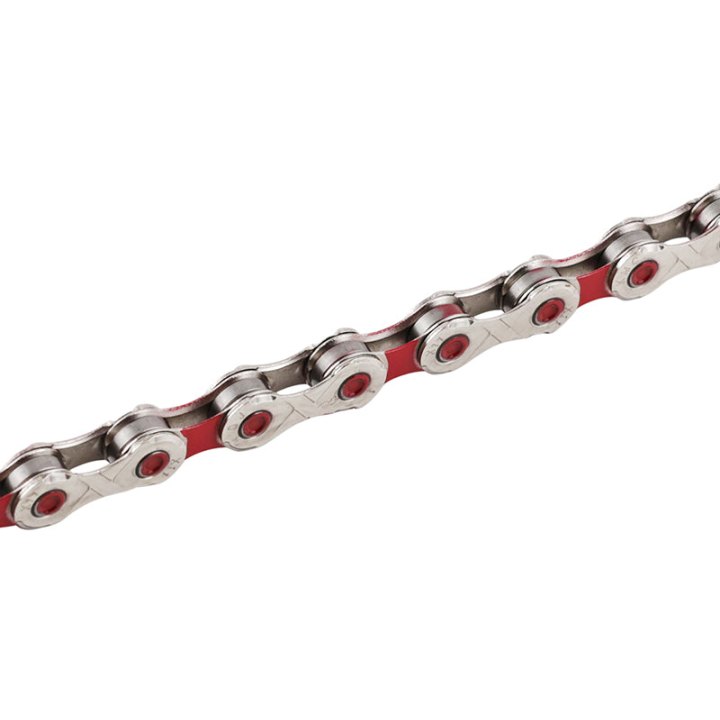 Chaîne Vélo 11V. Route-VTT Newton Kmc Argent-Rouge 116 Maillons Compatible Shimano-Sram (Offre Spéciale)