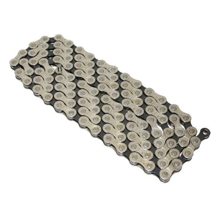 Chaîne Vélo 7-8V. Route-VTT P2R Argent-Noir 116 Maillons Compatible Shimano Et Sram