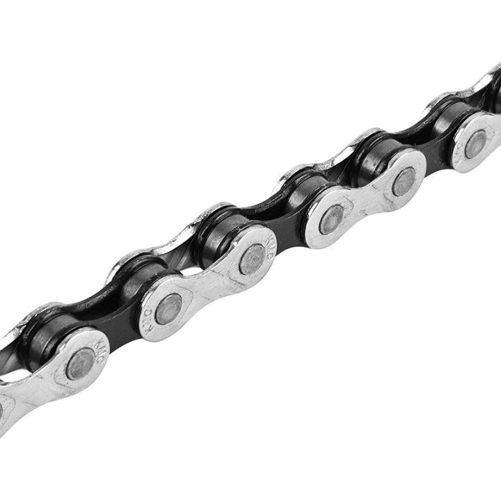 Chaîne Vélo VAE 9V. Newton Kmc E9 Argent-Noir 126 Maillons Compatible Shimano-Sram Avec Connecteur (En Boite)
