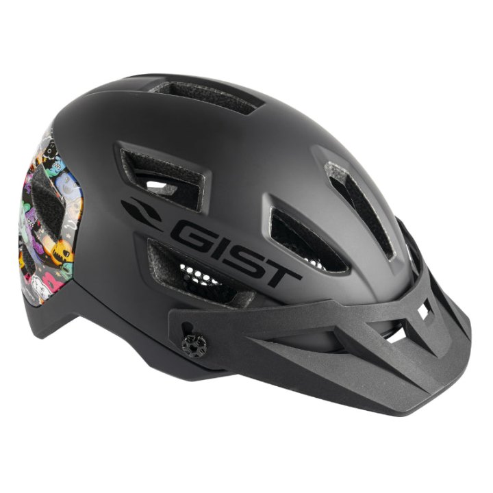 Casque Vélo Adulte Gist VTT Kop Noir Arrière Deco Covering Monstres In-Mold Taille 58-62 Avec Visiere Réglable En 3 Positions Et Fit-System (Vendu En Boite)