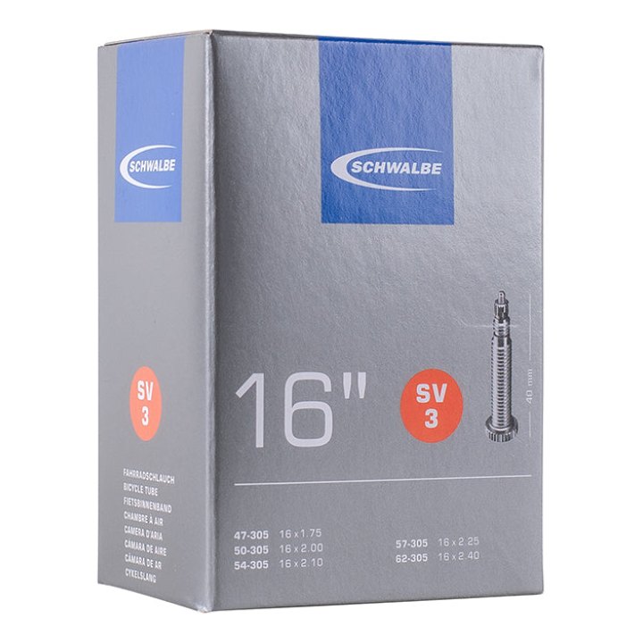 Chambre A Air Vélo 16 X 1.75-2.50 Schwalbe Valve Presta (47-62X305) (Sv3)