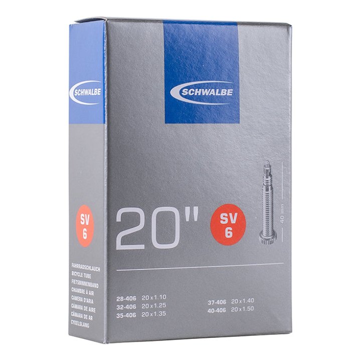 Chambre A Air Vélo 20 X 1 1-8 Schwalbe Valve Presta (28-406 À 40-406) (Sv6)