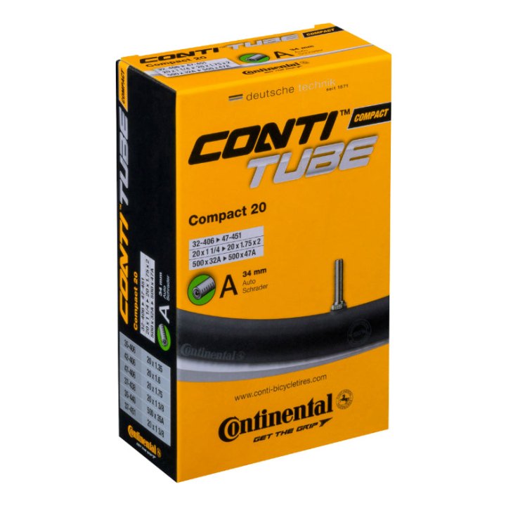 Chambre A Air Vélo 20 X 1.50-2.00 Continental Valve Standard 34 mm