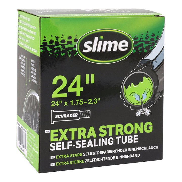 Chambre A Air Vélo 24 X 1.75-2.10 Slime Valve Schrader Obus Demontable Avec Liquide Anti-Crevaison
