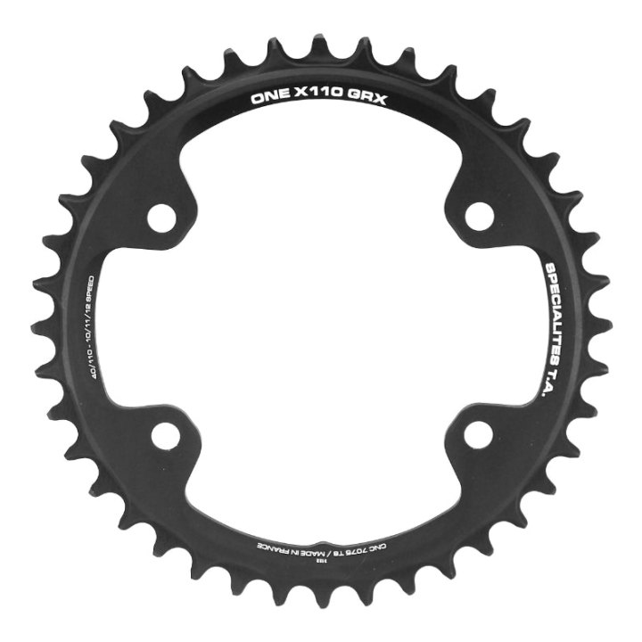 Plateau Gravel 4 branches Ø 110 Pour Shimano Grx Mono Ta X110 One 40 dents Compatible Rx600-Rx810 Noir 10-11V.