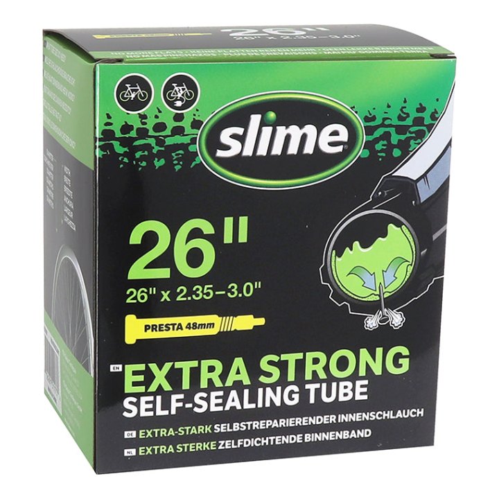 Chambre A Air Vélo 26 X 2.35-3.0 Slime Valve Presta Obus Demontable Avec Liquide Anti-Crevaison -Compatible VAE-