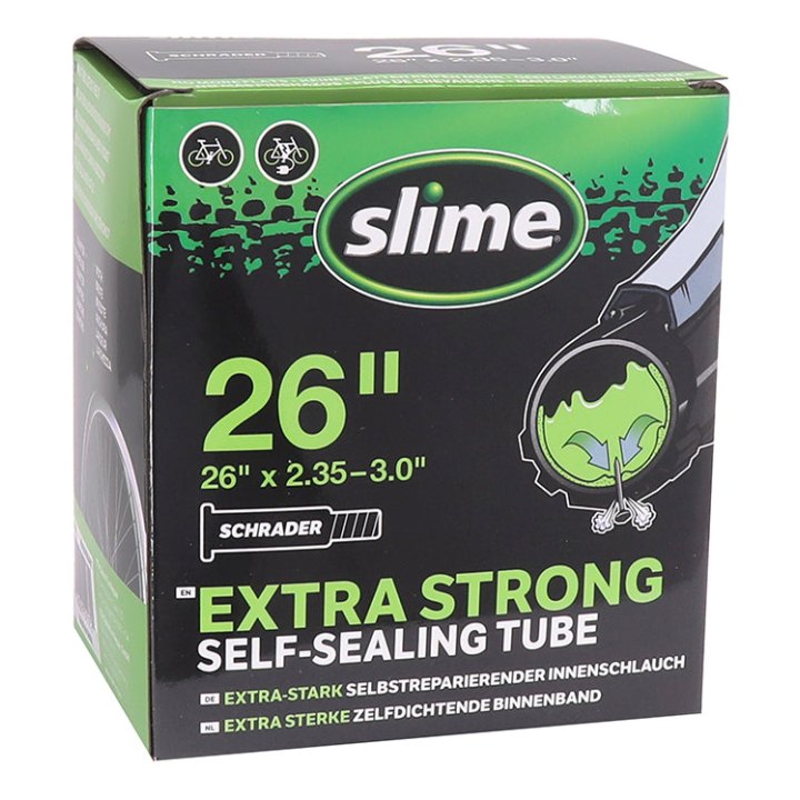 Chambre A Air Vélo 26 X 2.35-3.0 Slime Valve Schrader Obus Demontable Avec Liquide Anti-Crevaison -Compatible VAE-