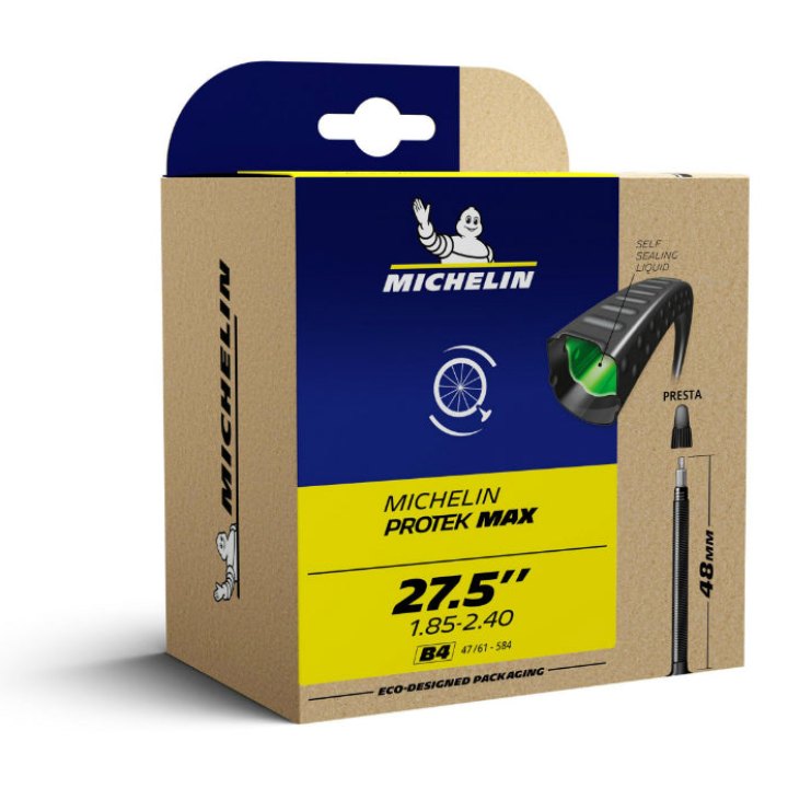 Chambre A Air Vélo 27.5 X 1.85-2.40 Michelin Protek Max Valve Presta 40 mm Avec Liquide Anti-Crevaison