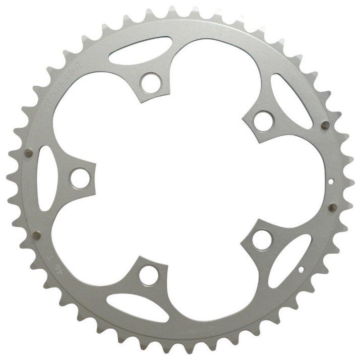 Plateau Route 5 branches Ø 110 Stronglight Dural 46 dents Extérieur Argent Type Shimano 10-9V.