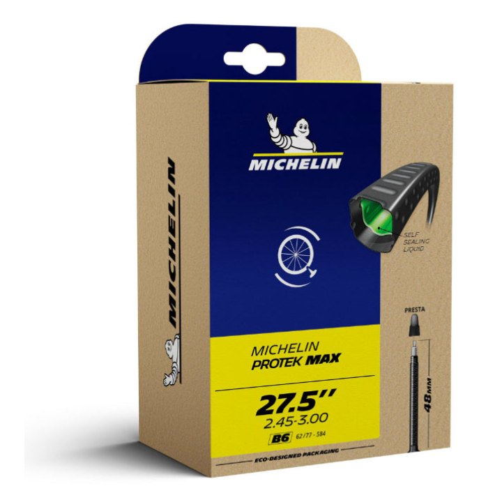 Chambre A Air Vélo 27.5 X 2.40-3.00 Michelin Protek Max B6 Valve Presta 48 mm Avec Liquide Anti-Crevaison