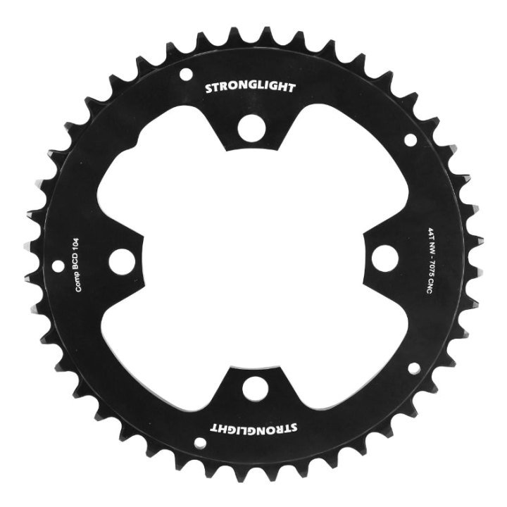 Plateau VAE-E-Bike 4 branches Ø 104 Pour Bosch Stronglight -4- 44 dents Mono Noir Alu 7075 (Pour Systeme 4Ème Generation) Compatible Avec Spider Ref 181118 Technologie Narrow Wide