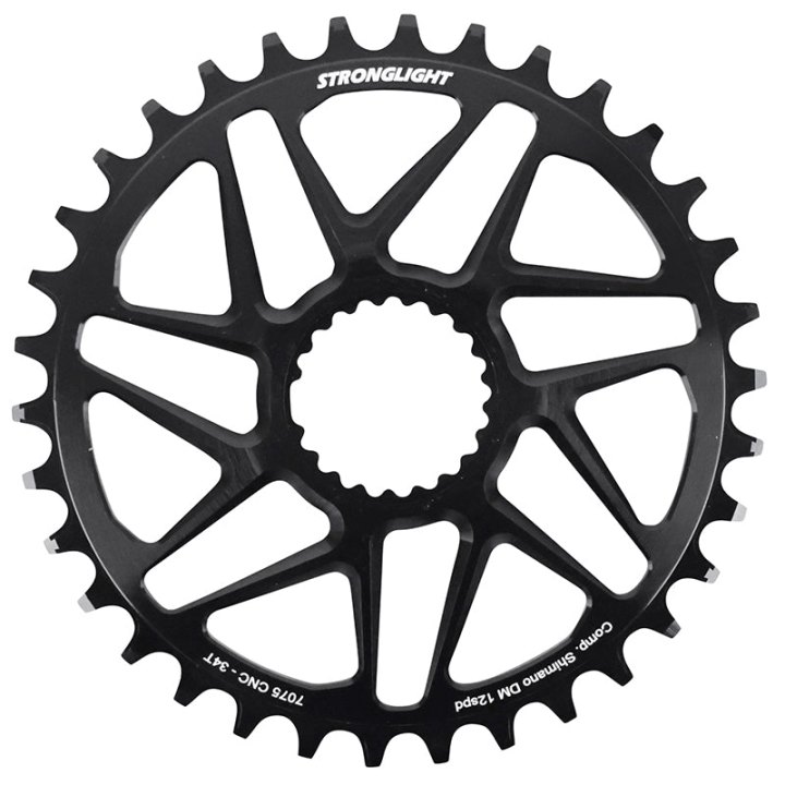 Plateau VTT Direct Mount Pour Shimano Fc-M6100-M6120-M6130-Fc-M7100-M7120-M7130-Fc-M8100-M8120-M8130 Stronglight Mono Alu Noir 34 dents - Deport 3 mm 12V.