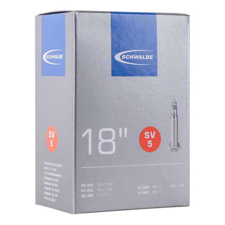 Chambre A Air Vélo 450 X 35A - 18" Schwalbe Valve Presta Tout Alu (40-355 À 37-400) (Sv5)