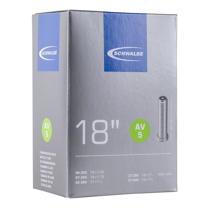 Chambre A Air Vélo 450 X 35A - 18" Schwalbe Valve Standard Tout Alu (40-355 À 37-400) (Av5)