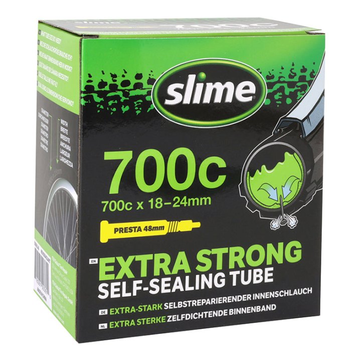 Chambre A Air Vélo 700 X 18-24 Slime Valve Presta Obus Demontable Avec Liquide Anti-Crevaison