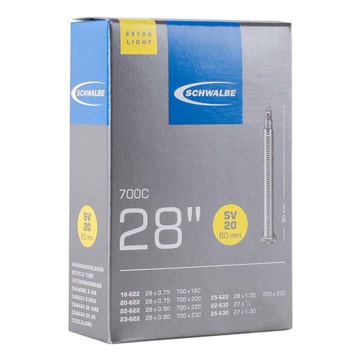 Chambre A Air Vélo 700 X 18-25 Schwalbe Valve Presta Obus Demontable Tout Alu 80 mm (Sv20)