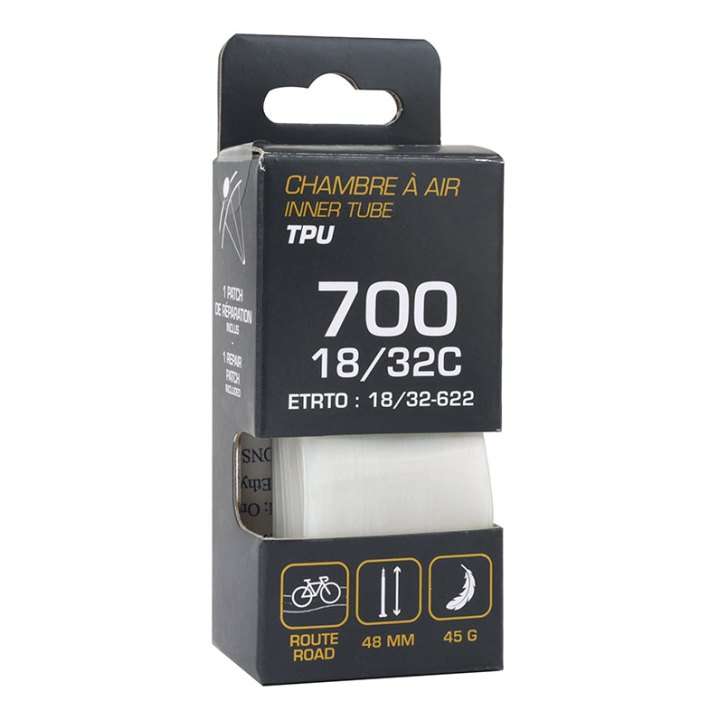 Chambre A Air Vélo 700 X 18-32 Tpu Valve Presta 48 mm