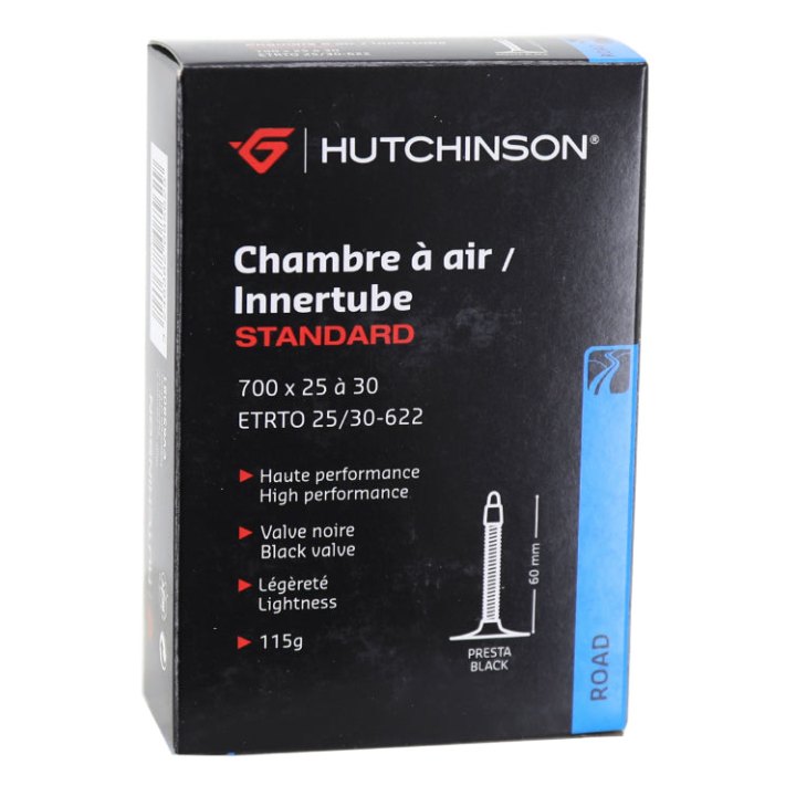 Chambre A Air Vélo 700 X 25-30 Hutchinson Valve Presta Noir 60 mm