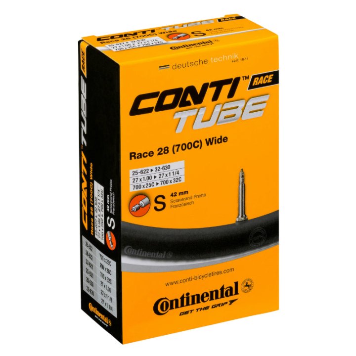 Chambre A Air Vélo 700 X 25-32 Continental Valve Presta Obus Demontable