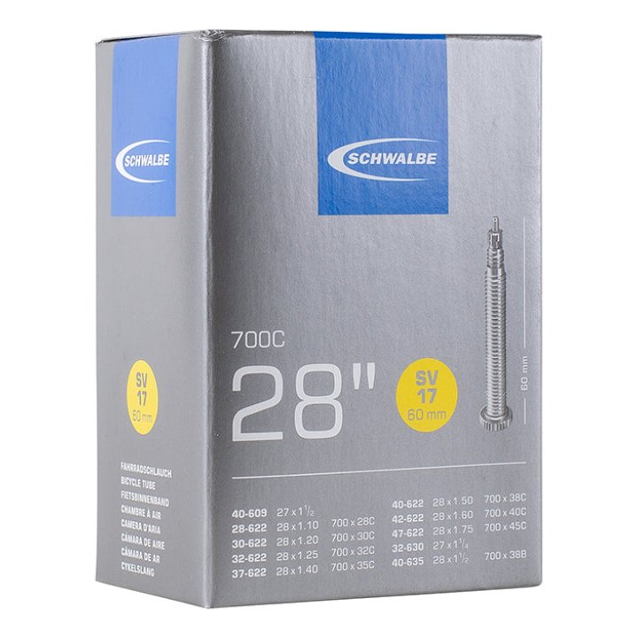 Chambre A Air Vélo 700 X 28-45 Schwalbe Valve Presta Obus Demontable 60 mm Tout Alu (Sv17V)