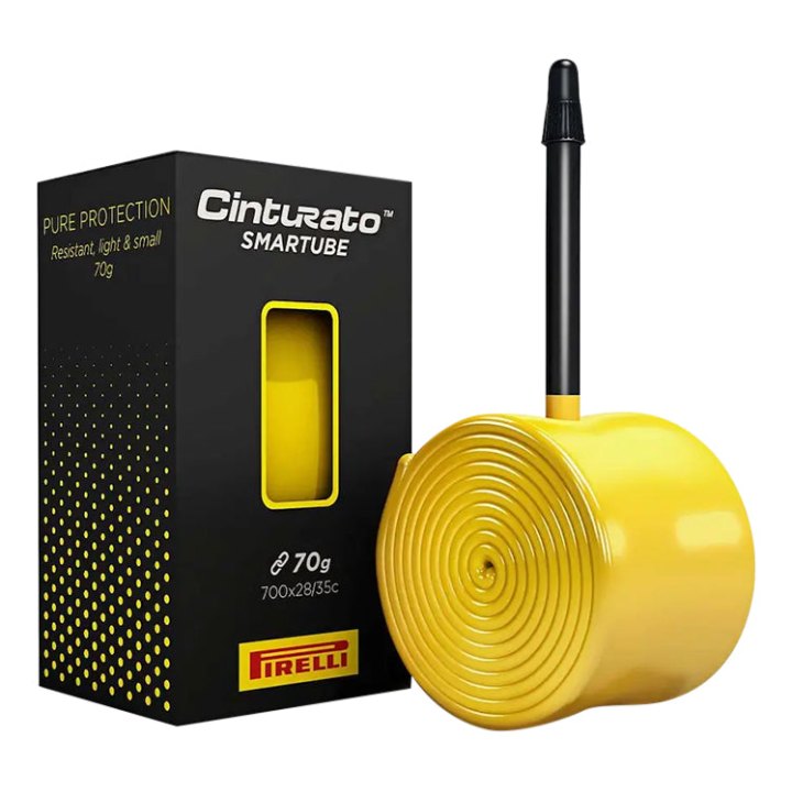 Chambre A Air Vélo 700 X 33-45 Pirelli Cinturato Smartube Tpu Valve Presta Jaune - Noir 60 mm