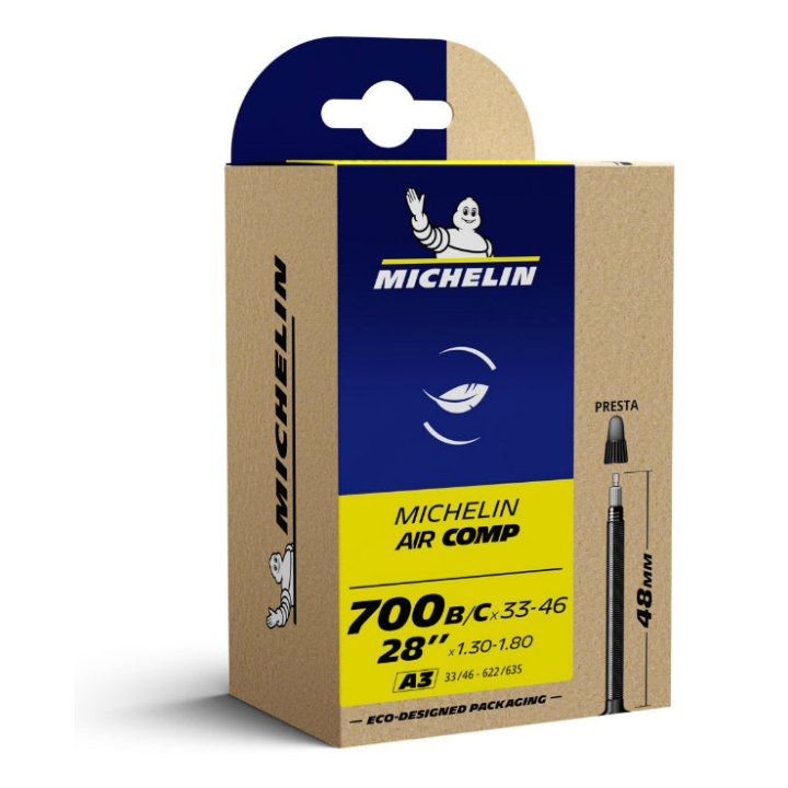 Chambre A Air Vélo 700 X 33-46 Michelin Aircomp A3 Valve Presta 48 mm