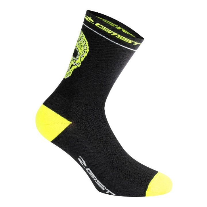 Chaussettes - Socquettes Été Gist Crane-Skull Noir-Jaune Fluo 40-43 - Hauteur 18 cm (Paire)