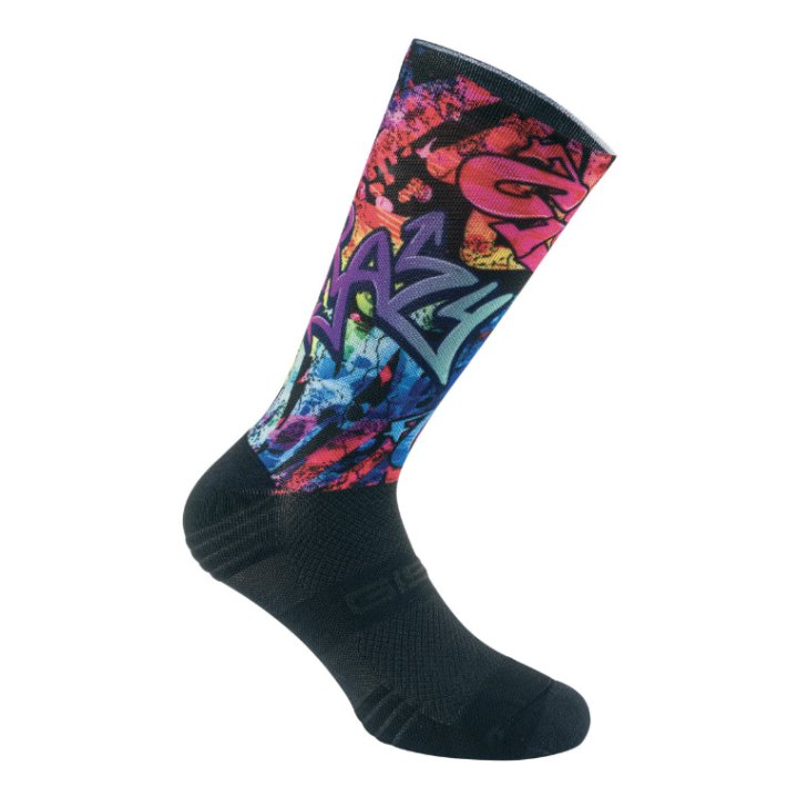 Chaussettes - Socquettes Été Gist Range Noir Murales Design Muticolor 43-47 Ecologique - Hauteur 22 cm (Paire)